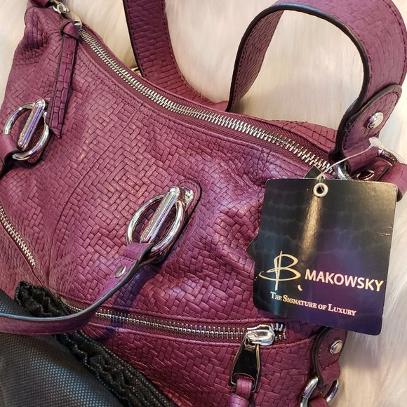 NWT Leather Mulberry B. Makowsky Satchel - Picture 2 of 10